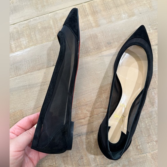 Christian Louboutin Galativi suede and mesh point toe flats shoes - Picture 8 of 16